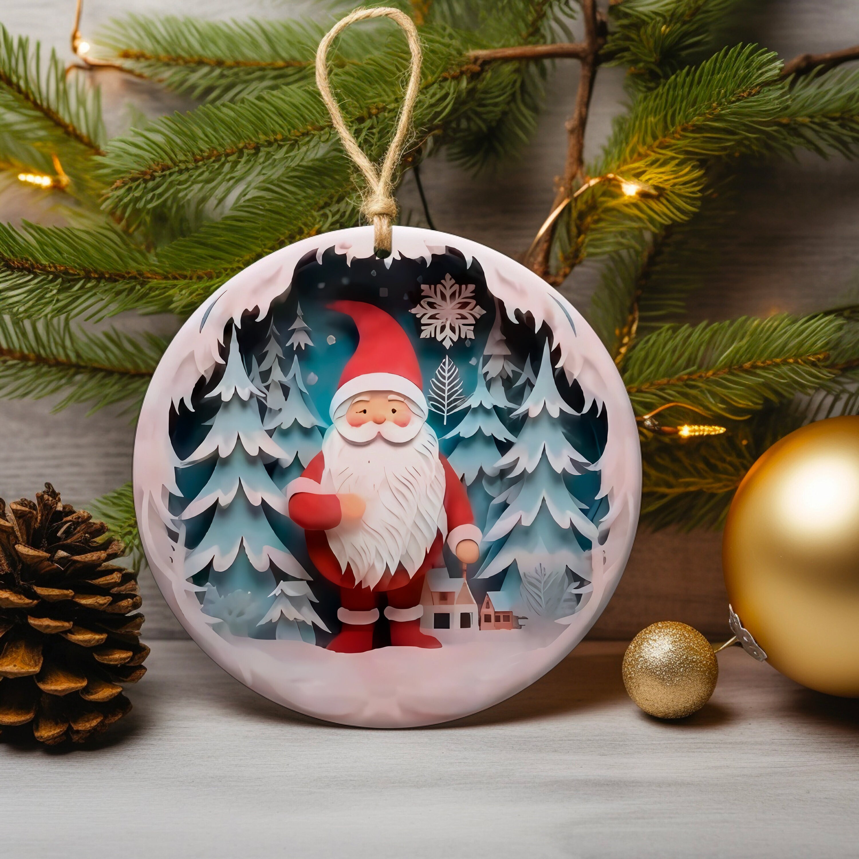 Christmas 2023 Ornament, Beautiful Santa Christmas Keepsake, 3D Photo Ornament First Christmas, Xmas Gift For Couples, New House Ornament