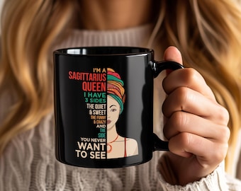 Skytten Afro Girl Queen-mugg, stjärnteckenhoroskop astrologi presentmugg, född november december födelsedagspresent för Skytten-kvinnor