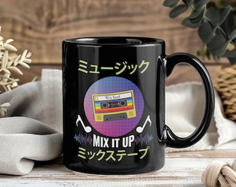 90s 1990 Music Cassette Tape Mug, Vaporwave Japanese Style Coffee