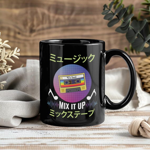 90s 1990 Music Cassette Tape Mug, Vaporwave Japanese Style Coffee Cup,  Otaku Anime Manga Kawaii, Japan Culture Vintage Party Gift - Etsy