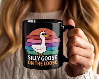 Silly Goose On The Loose Mug Funny Animal Lover Gift Cute Bird Coffee Cup Humor For Friends Coworkers Birthday Christmas Present