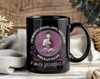 Ich bin vor allem Frieden Liebe und Licht Tasse Yoga Lehrer Geschenk Lustige Yoga Tasse Vintage Yoga Shirt Stil Yoga Liebhaber Geschenk Achtsamkeit Kaffeetasse