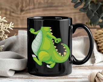 Mug crocodile alligator, tasse à café d'Halloween drôle, cadeau pour amateur de reptiles, cadeau de déguisement de gardien de zoo pour adultes et enfants