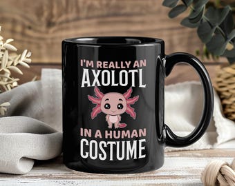 Axolotl Lover Mug, Cute Mexican Salamander Amphibian Cup, Funny Axolotls Gift For Girls Boys Teens, Animal Owner Coffee Tea Present