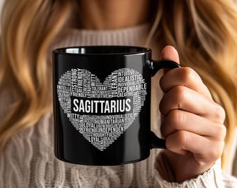 Skytten stjärnteckenmugg, egenskaper fakta horoskop astrologi tecken kaffekopp, 22 november - 21 december födelsedagspresent, mamma pappa present