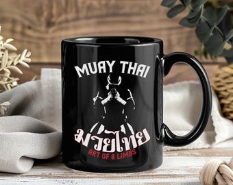Mug Muay Thai cadeau, tasse à café Tiger Muay Thai, tasse de combattant de boxe thaï, idée cadeau amateur de muay thaï, tasse d'entraînement de kickboxing pour combattants