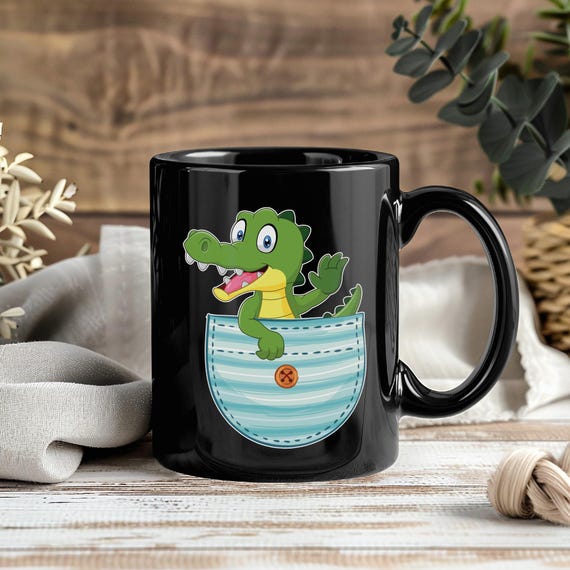 Crocodile Alligator Mug, Funny Cute Coffee Cup, Pocket Crocodiles