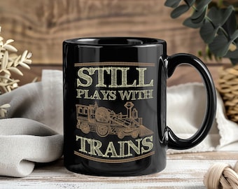 Zugbecher Geschenk, Vintage Lokomotive Kaffeetasse für Zugliebhaber, Eisenbahningenieur Becher, Zugliebhaber Geschenkidee, klassische Lokomotivzugbecher