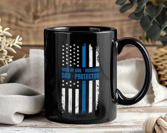 Man of God Husband Dad Protector Mug Christian Father’s Day Gift Coffee Cup Faith Based Present for Dads Husbands and Believers