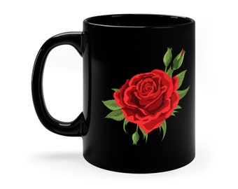 Single Red Roses Flower Of Cute Red Roses Flower Gardening Mug Coffee Tea Cup Personalized Custom, Gift Who Loves Pretty Floral Designs,