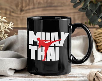 Mug Muay Thai cadeau, tasse à café Tiger Muay Thai, tasse de combattant de boxe thaï, idée cadeau amateur de muay thaï, tasse d'entraînement de kickboxing pour combattants