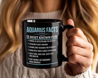 Aquarius Mug – Coffee Cup Tea Mugs Zodiac Sign Astrology Gift for Aquarius Traits Facts Horoscope Lovers January February Birthday Present