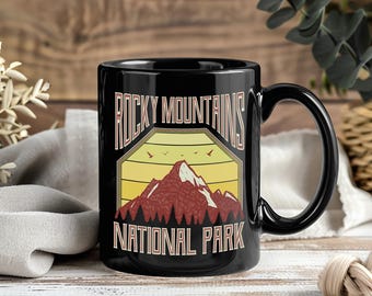 Taza del Parque Nacional de las Montañas Rocosas, Taza de viaje vintage, Recuerdo de senderismo en Colorado, Taza de café para amantes de la naturaleza, Regalo para aventuras al aire libre