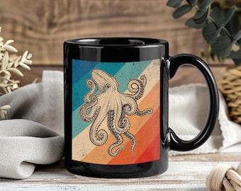 Octopus Vintage Retro Mug, Octopus Lover Gift, Marine Biologist Coffee Cup, Ocean Life Sea Creature Present, Kraken Animal Mug