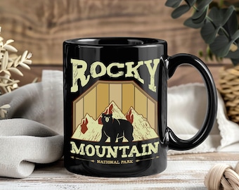 Taza del Parque Nacional de las Montañas Rocosas, Taza de viaje vintage, Recuerdo de senderismo en Colorado, Taza de café para amantes de la naturaleza, Regalo para aventuras al aire libre