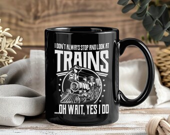 Train Lover Mug Railroad Locomotive Engine Steam Railway Coffee Cup Conductor Gift Vintage Transport Enthusiast Engineer Classic Track