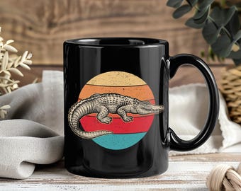 Mug crocodile, tasse à café alligator, cadeau drôle pour amateur de reptiles, tasse gardien de zoo zoo vintage, cadeau animal crocodile alligator