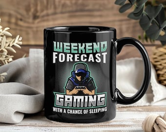 Gaming-Becher zum Wochenende und mit der Chance zu schlafen, lustige Gamer-Kaffeetasse, Geschenk für Videospiel-Liebhaber, Geburtstags- oder Weihnachtsgeschenk