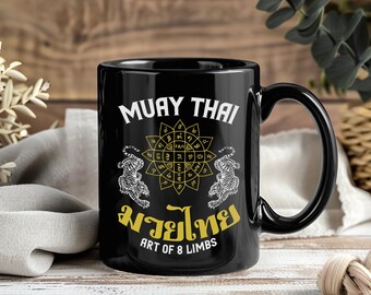 Mug Muay Thai cadeau, tasse à café Tiger Muay Thai, tasse de combattant de boxe thaï, idée cadeau amateur de muay thaï, tasse d'entraînement de kickboxing pour combattants