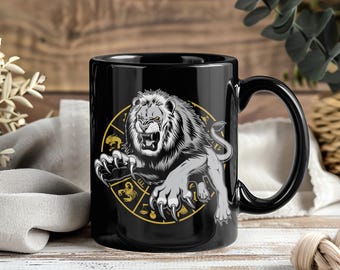 獅子座の星座マグカップ、獅子座占星術コーヒーカップ、7月23日～8月22