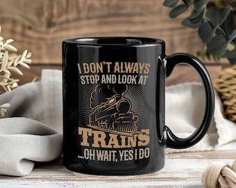 Train Lover Mug Railroad Locomotive Engine Steam Railway Coffee Cup Conductor Gift Vintage Transport Enthusiast Engineer Classic Track