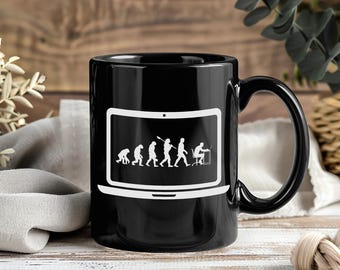 Programming Coding Evolution Funny Mug, Software Developer Gift, Web Coder Coffee Cup For Programmers, Computer Science Geek