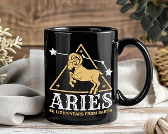 Aries Horoscope Zodiac Sign Mug, Astrology Traits Gift For Aries Born March 21 - April 19, Birthday Christmas Present Coffee Cup