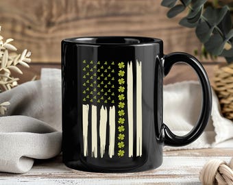 Irish American Shamrock Becher, St. Patricks Day Kaffeetasse, Lustige irische USA Tasse für Männer Frauen, St. Patty's Day Geschenkidee, Irland American Mug