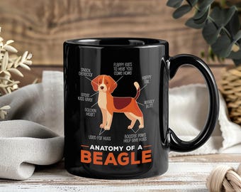 Anatomy Of A Beagle Mug, Funny Beagle Dog Lover Gift, Cute Puppy Owner Coffee Cup, Beagle Mom Dad Pet Present, Dog Breed Art Cup