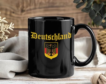 Deutschland Germany Flag Coat Of Arms Eagle Banner Vintage Mug Coffee Tea Cup Personalized Custom, Oktoberfest, Gift For German,