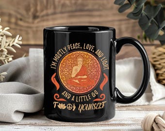 Ich bin vor allem Frieden Liebe und Licht Tasse Yoga Lehrer Geschenk Lustige Yoga Tasse Vintage Yoga Shirt Stil Yoga Liebhaber Geschenk Achtsamkeit Kaffeetasse