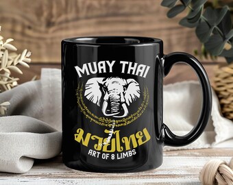 Mug Muay Thai cadeau, tasse à café Tiger Muay Thai, tasse de combattant de boxe thaï, idée cadeau amateur de muay thaï, tasse d'entraînement de kickboxing pour combattants