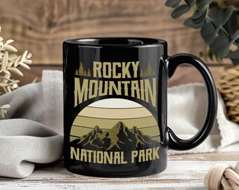 Taza del Parque Nacional de las Montañas Rocosas, Taza de viaje vintage, Recuerdo de senderismo en Colorado, Taza de café para amantes de la naturaleza, Regalo para aventuras al aire libre