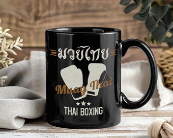 Mug Muay Thai cadeau, tasse à café Tiger Muay Thai, tasse de combattant de boxe thaï, idée cadeau amateur de muay thaï, tasse d'entraînement de kickboxing pour combattants