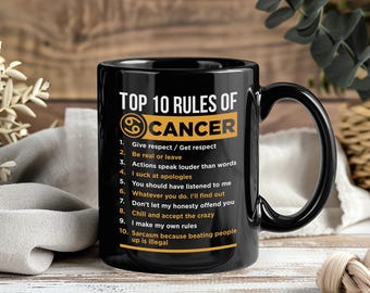 Cancer Zodiac Facts Mug, Horoscope Astrology Sign Coffee Cup, Birthday Christmas Gift For Cancer Born June 21–July 22, Family