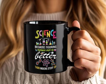 Mok wetenschap omdat dingen uitvinden, grappige koffiekop, cadeau nerd organische chemie, groot cadeau wetenschap, humor schoolproject