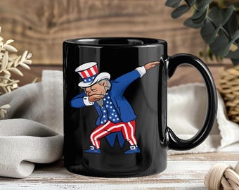 Dabbing Uncle Sam 4th of July Mug – Funny Coffee Cup Tea Mugs Patriotic Independence Day USA Flag Merica Fourth of July Celebration Mugs