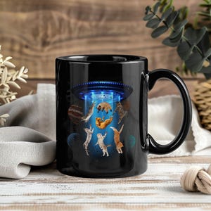 Galaxy Cats Ufo Funny Alien Cat Eigenaar Mok Koffie Thee Kopje Gepersonaliseerde Custom, Kitten Lover Outer Space Gift, Science Friend, Cat Mom Dad,
