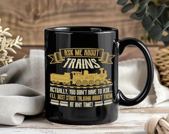 Zugbecher Geschenk, Vintage Lokomotive Kaffeetasse für Zugliebhaber, Eisenbahningenieur Becher, Zugliebhaber Geschenkidee, klassische Lokomotivzugbecher