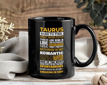 Taurus Horoscope Mug, Zodiac Astrology Sign Coffee Cup Gift, Born April 20-May 20 Birthday Present, Funny Taurus Lover Mug