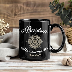Boston Mug – Funny Coffee Cup Tea Mugs for Boston Lovers Massachusetts Vintage Travel Souvenir Gift Idea Boston Mugs