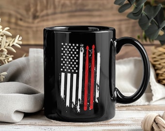 Vintage Drum Sticks Becher der amerikanischen Flagge Schlagzeuger Geschenk für Musiker Patriotisches Bandmitglied Kaffeetasse Geburtstag Weihnachten Musikliebhaber