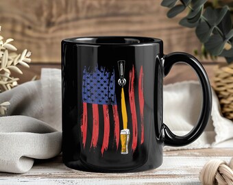 Bière artisanale Mug drapeau américain Tasse à café vintage Tasses à thé pour les amateurs de bière Cadeaux de brassage à domicile Brasserie Festival Party Brews USA Boisson cadeau