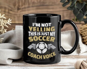 Soccer Coach Mug Funny Football Mentor Coffee Cup Strategy Training Leader Gift Sport Motivation Playbook Design Team Pride Field Accent