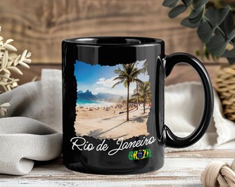 Taza de Río de Janeiro, Brasil – Taza de café con la bandera brasileña, regalo para amantes de Brasil, recuerdo de viaje, bandera, regalo de vacaciones