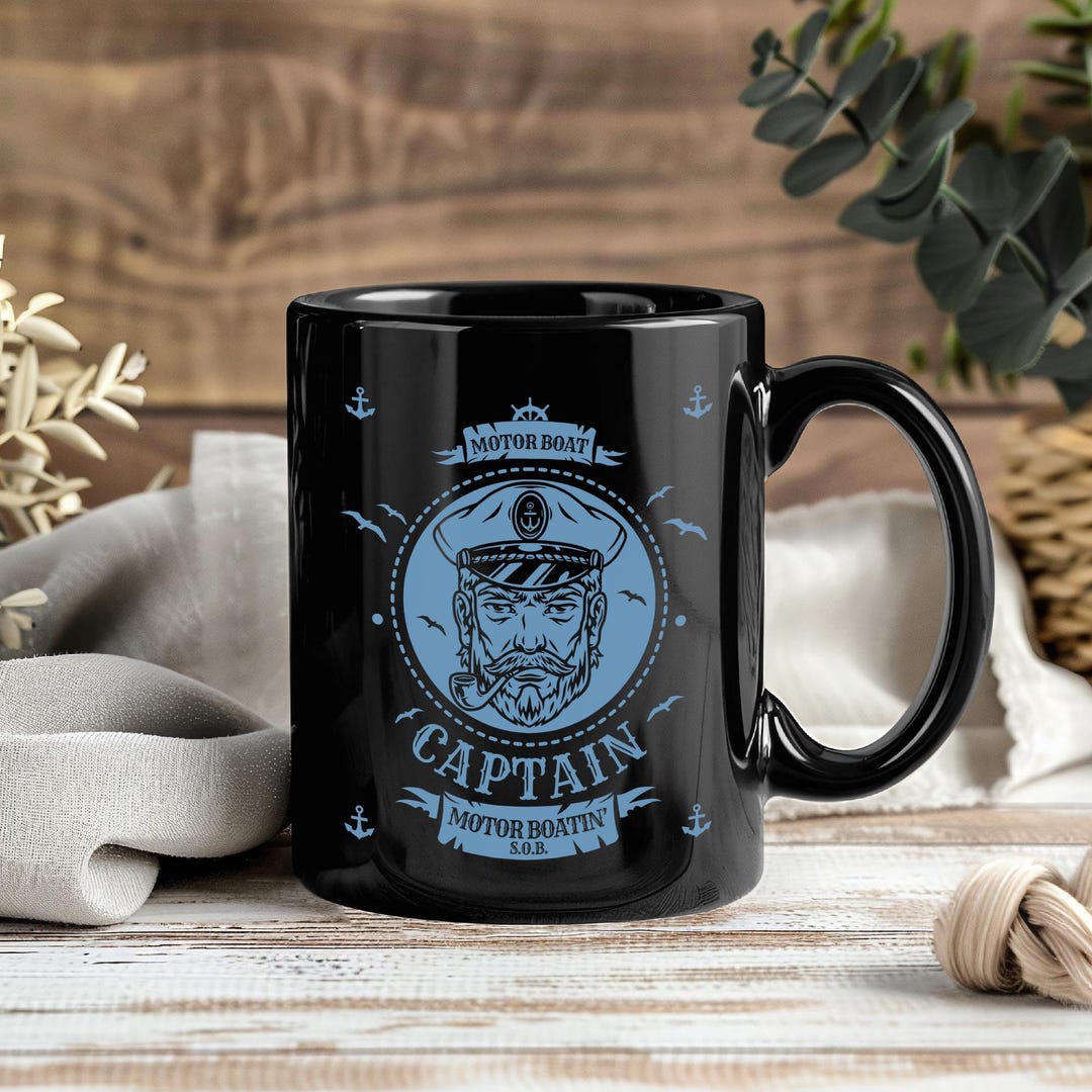 Funny Boat Captain Mug, Sailing Coffee Cup, Motorboat Boating Humor ...