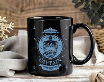 Grappige bootkapitein mok, zeilen koffiekopje, motorboot varen humor cadeau, meer reddingsboot drinkgerei, pontonkapitein koffiemokken