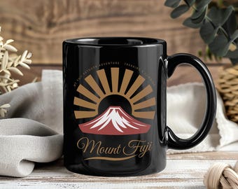 Mount Fuji Mug – Coffee Cup Tea Mugs Japanese Mountain Japan Lover Retro Travel Souvenir Gift for Men Women Kids Visit Japan Vintage Design