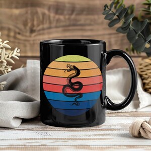 Snake Lover Mug, Vintage Retro Reptile Coffee Cup, Ball Python Boa Cobra Gift, Zoology Serpent Owner Present, Herpetology Decor