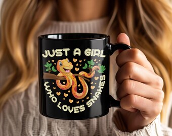 Taza "Solo una chica que ama las serpientes", Tazas de café con reptiles adorables, Taza de té divertida para amantes de los animales, Tema de naturaleza y vida silvestre, Idea de regalo de cumpleaños